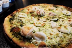 Tiger prawn, Pizza, Squid , Pesto, Italics, Italian food, Hungry hub