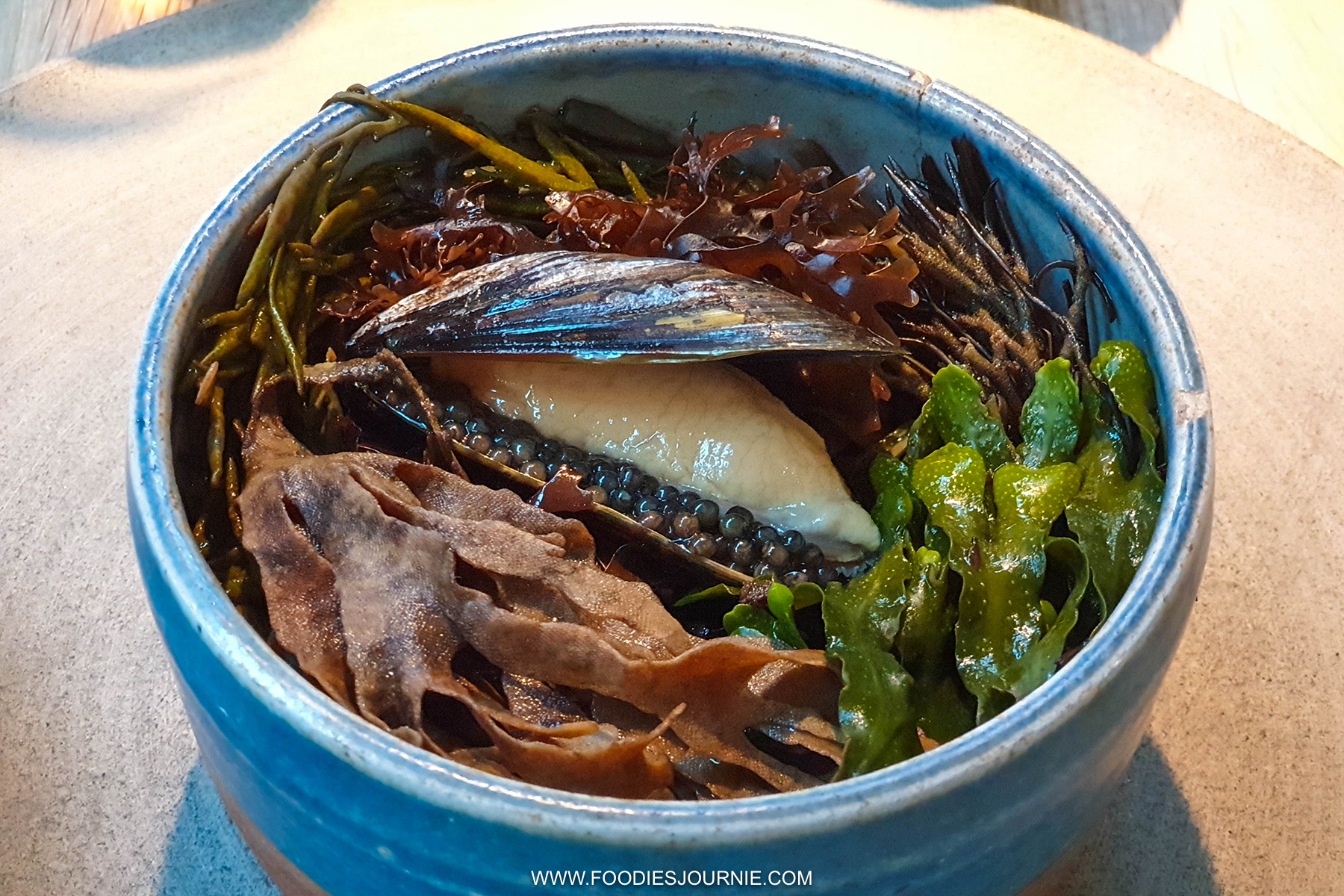 Noma Medium Rare Blue Shell Mussel with Seaweed Soup